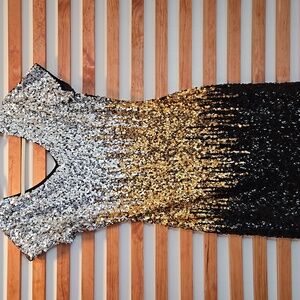 Sequin Mini Dress in Silver, Gold, and Black‎